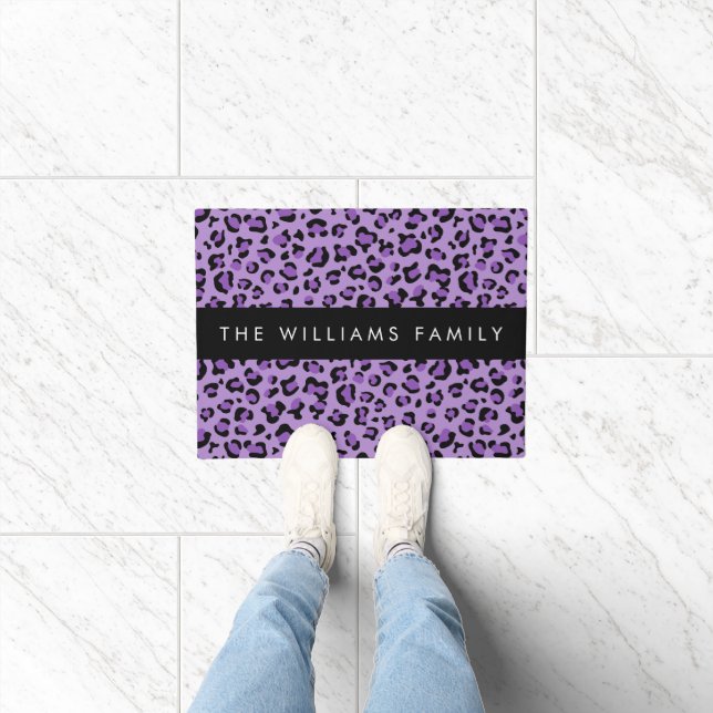Paillasson Empreinte de léopard, Spots, Leopard Violet, Votre (Intérieur)