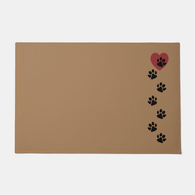 Paillasson Empreintes de pattes dans mon coeur (Devant)