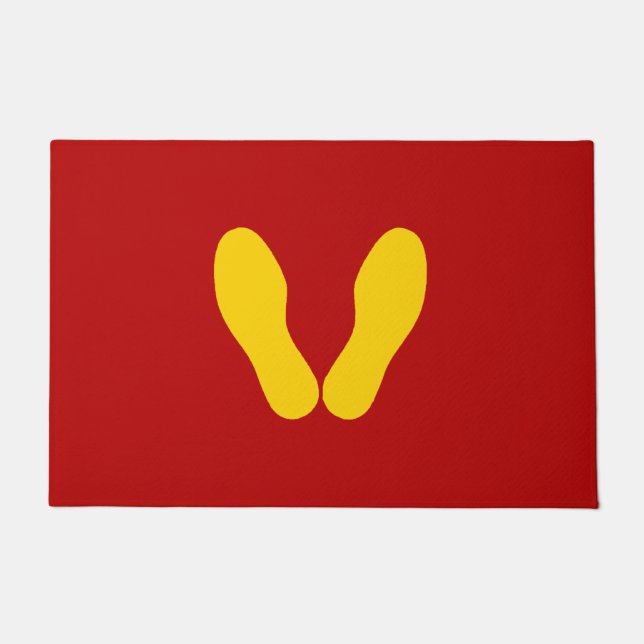 PAILLASSON EMPREINTES JAUNES SUR ROUGE (Devant)