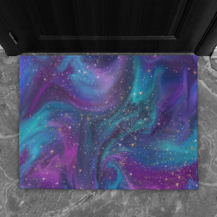 Paillasson Encre cosmique Turquoise bleu violet Galaxie Neb
