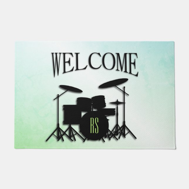 Paillasson Ensemble de tambour monogramme vert (Devant)