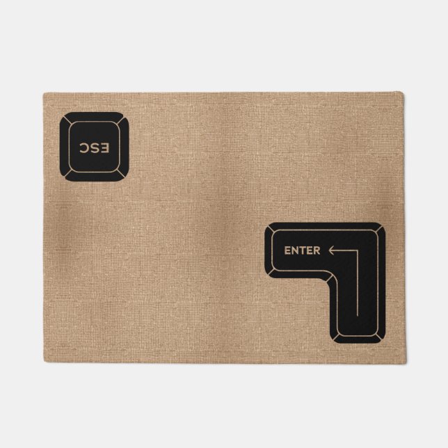 Paillasson Entrée & Echap Clé Design Ordinateur Amusant Accue (Devant)