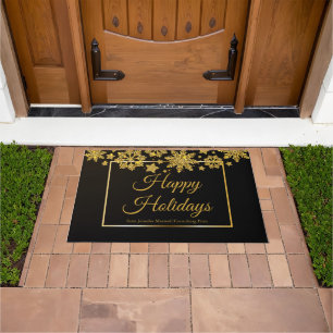 Paillasson Entreprise Joyeuses Vacances Chic Black Gold