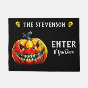 Paillasson Entrez si vous osez Citrouille souriante Halloween