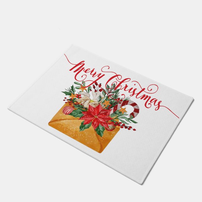 Paillasson Enveloppe florale de Noël joyeux  (Incliné)