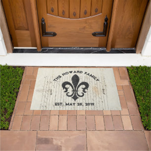 Paillasson Ephémère vintage Fleur De Lis Personnalisée
