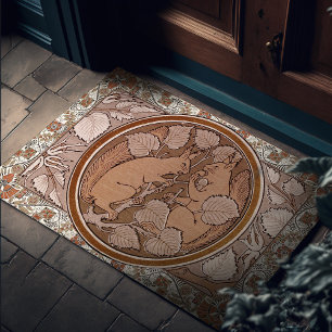Paillasson Équirels Art Déco Brûlé Sienna Walter Crane