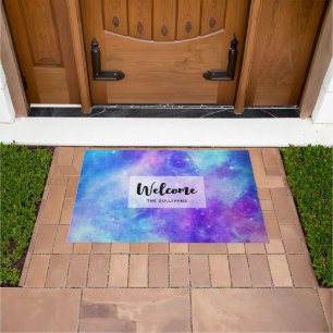 Paillasson Espace Galaxy violet et bleu Accueil Abstrait