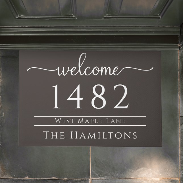 Paillasson Espresso nom de famille brun adresse personnalisée (Créateur téléchargé)