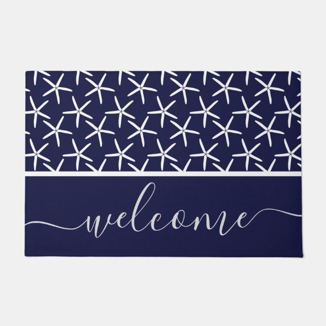 Paillasson Estarfish blanche sur un arrière - plan bleu marin (Devant)