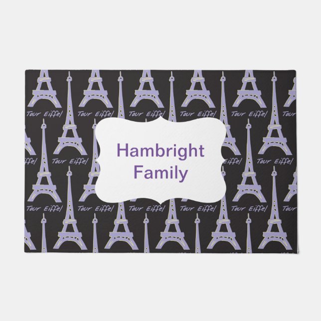 Paillasson Étiquette Paris Pink Porte-mat personnalisé (Devant)