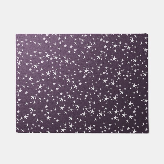 Paillasson étoiles blanches sur fond de papier violet (Devant)