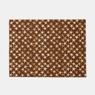 Paillasson Étoiles texturées en métal or sur Brown de chocola