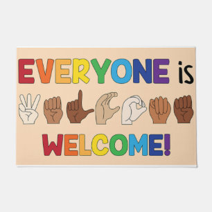 Paillasson Everyone Is Welcome Hand Sign Language Doormat
