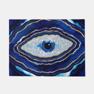 Paillasson Evil Bleu Agate Géode Ditital Art