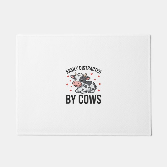 Paillasson Facilement distrait par les vaches Graphique de va (Devant)