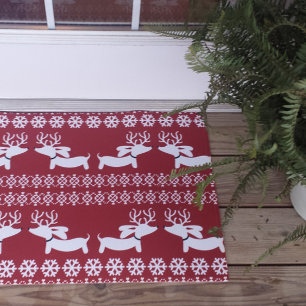 Paillasson Fair Isle Dachshund Christmas Doormat Wiener Chien