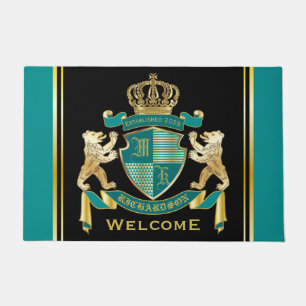 Paillasson Faites votre propre armoiries Turquoise Emblème d