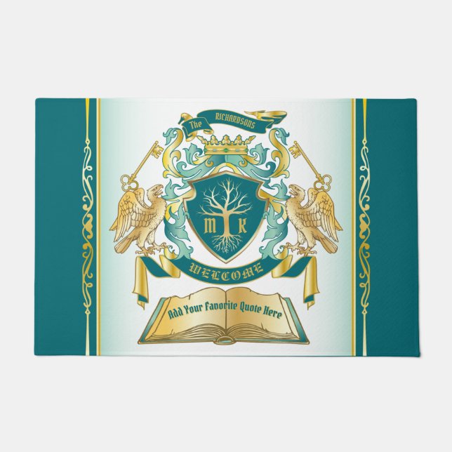Paillasson Faites votre propre Emblem Tree Livre clé Couronne (Devant)
