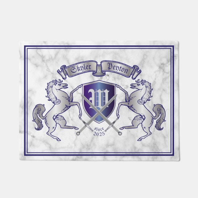 Paillasson Faites votre propre manteau du bouclier argenté de (Devant)