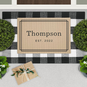 Paillasson Famille Beige Personnalisée Nom Monogramme