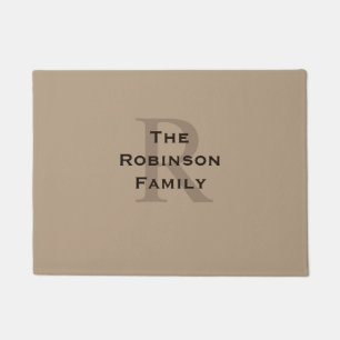 Paillasson Famille bronzée et marron Nom Monogrammé 