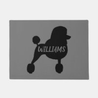 Fancy Black Standard Poodé Chien Silhouette Person
