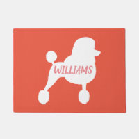 Fancy White Standard Poodé Chien Silhouette Person