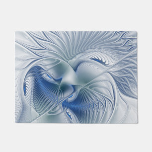 Paillasson Fantaisie dynamique Abstrait Tons bleus Art fracta