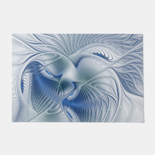 Paillasson Fantaisie dynamique Abstrait Tons bleus Art fracta