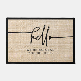 Paillasson Farmhouse moderne Burlap Bonjour si heureux vous ê
