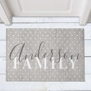 Paillasson Farmhouse Pois Nom de famille Doormat