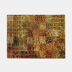 Paillasson Faux Alligator Peau animale Cuir Rouge Brown