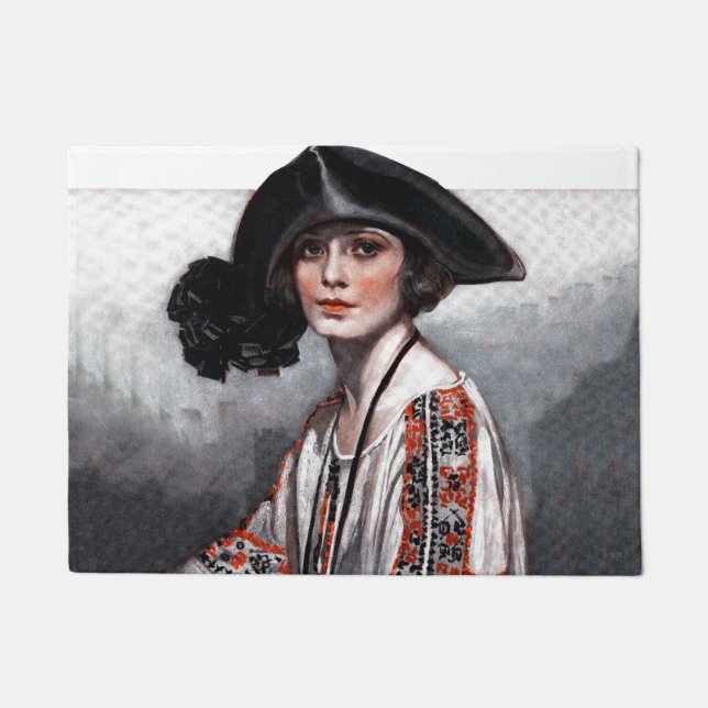 Paillasson Femme dans le chemisier brodé (Devant)