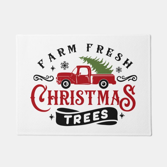 Paillasson Ferme Arbres de Noël frais Camion Vintage (Devant)