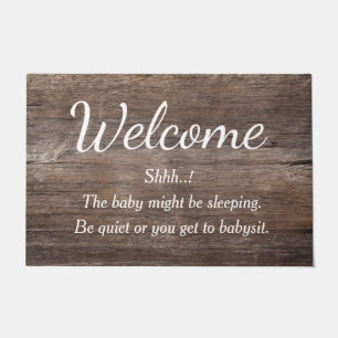 Paillasson Ferme Bienvenue Nouveau Bébé Rustique Bois désorga
