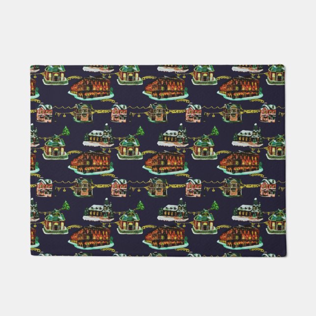 Paillasson Festif Noël Lumière sur la maison de ville Arbre (Devant)