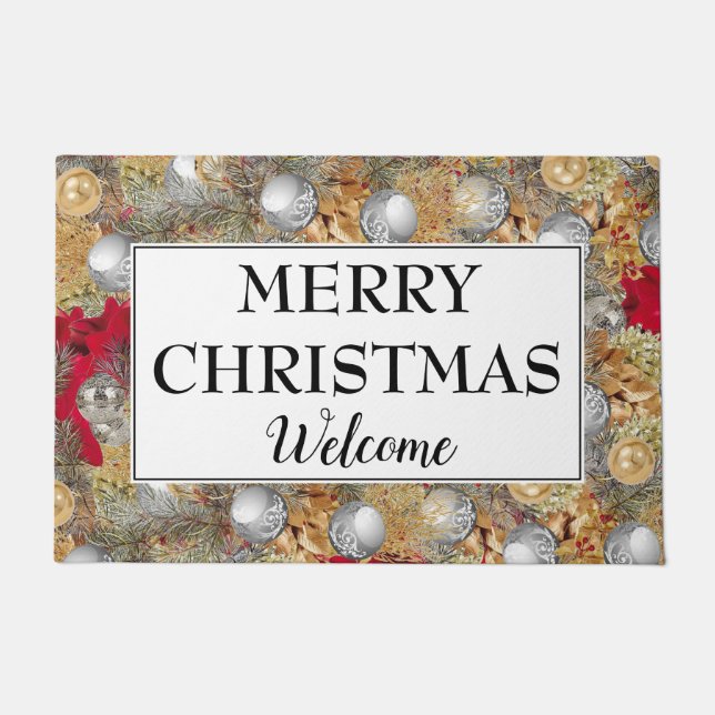 Paillasson Festif Wreath de Noël WELCOME Doormat (Devant)