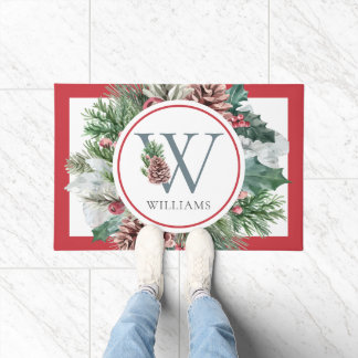 Paillasson Festive Foliage Festif Festif Floral Initial Nom d