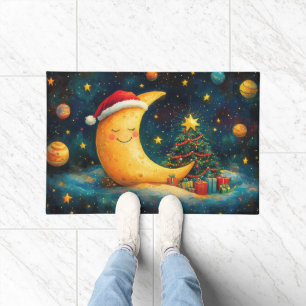 Paillasson Fête de Noël drôle Lune Galaxy