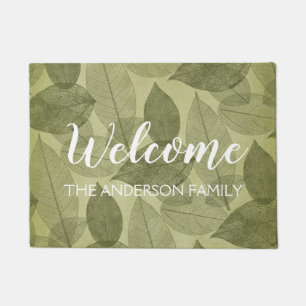 Paillasson Feuille bienvenu d'aluminium de vert d'automne