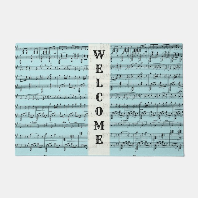 Paillasson Feuille bleue Musique Welcome Mat (Devant)