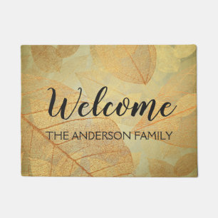 Paillasson Feuille orange d'aluminium d'automne bienvenu