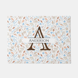 Paillasson Feuilles bleus et Brown   Monogram Fall Door Mat