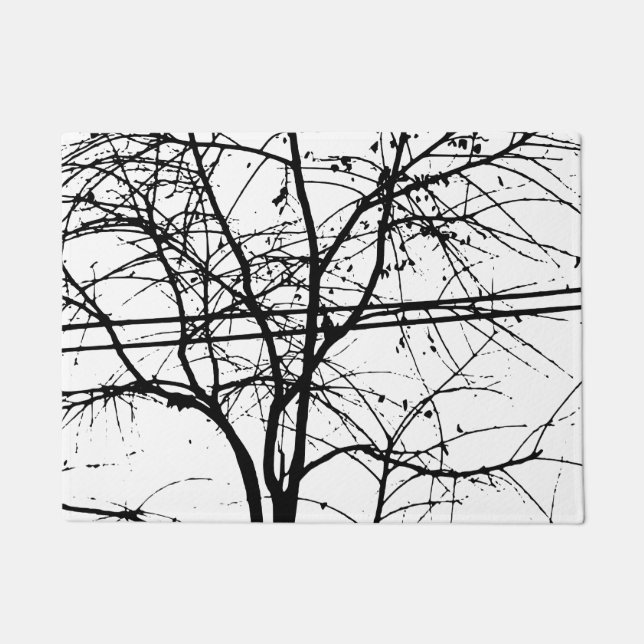 Paillasson Feuilles, Branches Et Lignes Électriques À L'Autom (Devant)