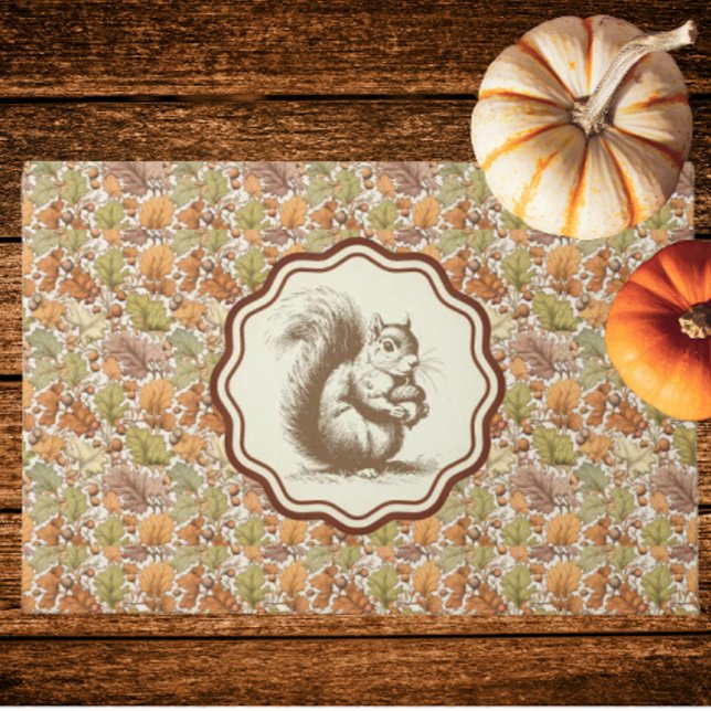 Paillasson Feuilles d'automne de William Morris Écureuil vint (Welcome friends and family to your door this Autumn)