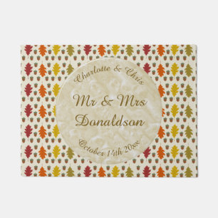 Paillasson Feuilles de chêne et Acorns Automne Mariage d'auto