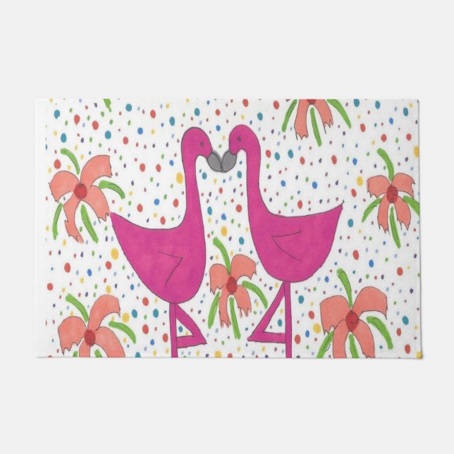 Paillasson Fiesta Flamant rose Floral (Devant)