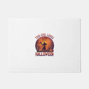 Paillasson Fille aime Halloween Sorcière Citrouilles Chauves-