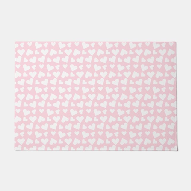 Paillasson Fille Coeur Motif rose blanc (Devant)